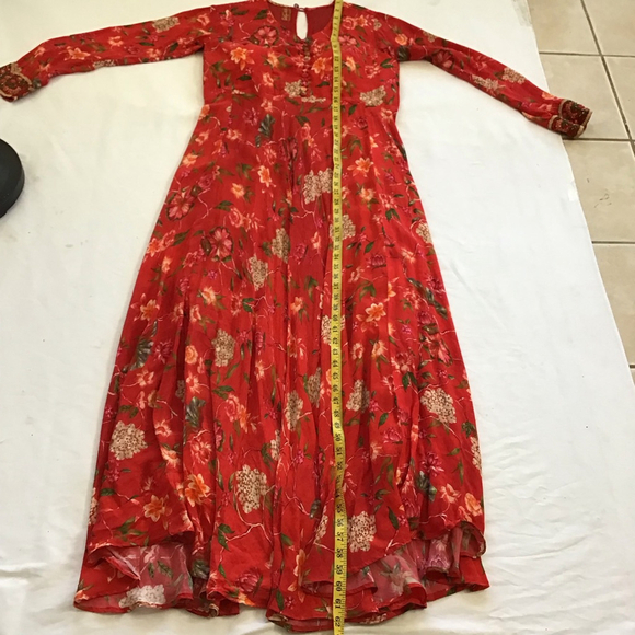 Susan by Sangeeta Women Elegant Flowing Red Floral Maxi Dress M - Picture 13 of 15